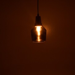 Plafonnier suspension luminaire gris métal verre 13,8x23 cm