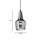 Plafonnier suspension luminaire gris métal verre 13,8x23 cm