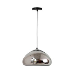 Plafonnier suspension luminaire métal argenté 30x16,5 cm