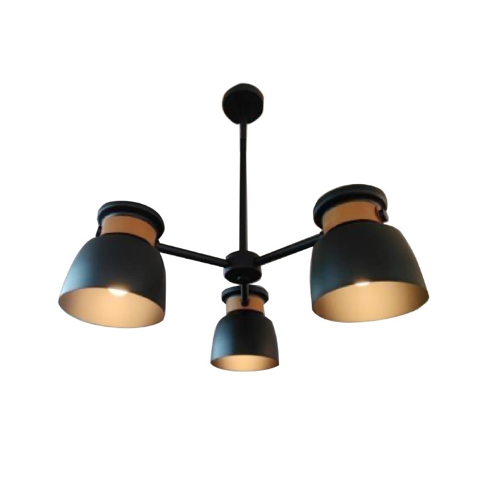 Plafonnier suspension luminaire trois lumières en métal noir 60x70 cm Plafonnier suspension luminaire trois lumières en métal noir 60x70 cm