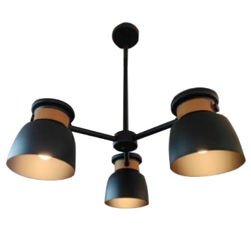 Plafonnier suspension luminaire trois lumières en métal noir 60x70 cm