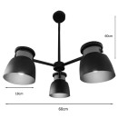 Plafonnier suspension luminaire trois lumières en métal noir 60x70 cm