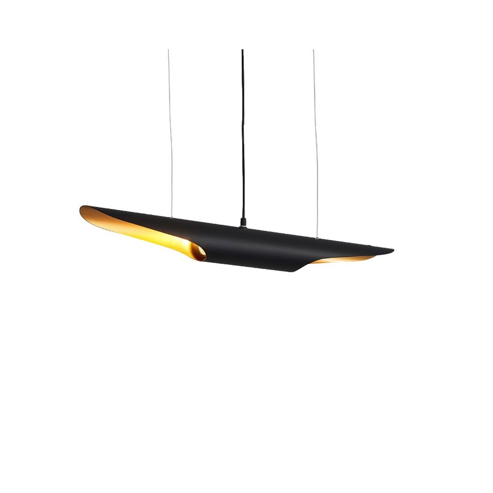 Plafonnier suspension luminaire métal noir doré 60x6 cm Plafonnier suspension luminaire métal noir doré 60x6 cm