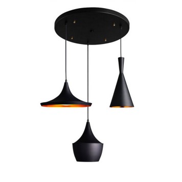 Plafonnier suspension luminaire métal noir doré 50x50x100 cm