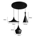 Plafonnier suspension luminaire métal noir doré 50x50x100 cm