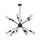 Plafonnier suspension luminaire multi-lumières métal noir 52x52x100 cm