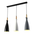 Plafonnier suspension luminaire trois lumières en métal noir blanc-gris 70x38 cm
