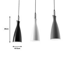 Plafonnier suspension luminaire trois lumières en métal noir blanc-gris 70x38 cm