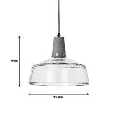Plafonnier suspension luminaire verre transparent 24x19 cm