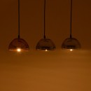 Plafonnier suspension luminaire trois lumières argent or bronze métal verre 58x16,5 cm