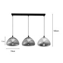 Plafonnier suspension luminaire trois lumières argent or bronze métal verre 58x16,5 cm