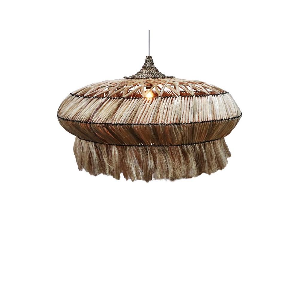 Plafonnier suspension luminaire en bois d'abaca 110x65 cm Plafonnier suspension luminaire en bois d'abaca 110x65 cm