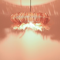 Plafonnier suspension luminaire en bois 65x35 cm