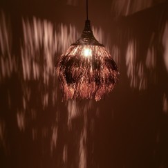 Plafonnier suspension luminaire en jonc de mer 60x60 cm