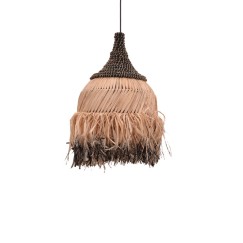 Plafonnier suspension luminaire naturel noir 35x50 cm