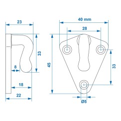 Crochet métal pour corde 41 x 51 mm