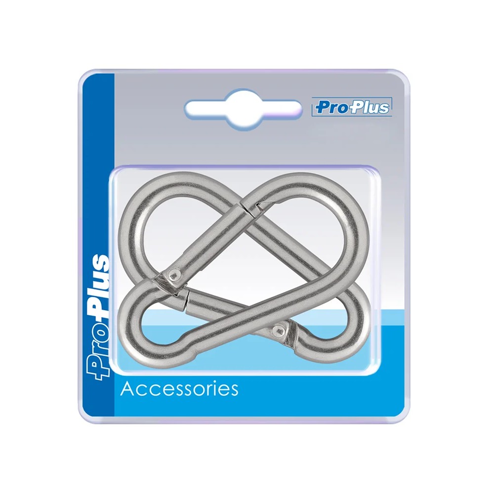 Mousqueton inox 8x80mm 2 pièces dans blister
