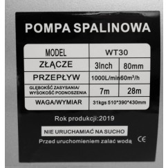 Motopompa pompa spalinowa 3cale do wody 1000l/min KD771