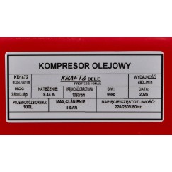 Kompresor olejowy 100L 230V KD1472 +Separator!