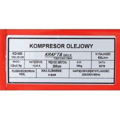 KOMPRESOR OLEJOWY SPRĘŻARKA 100L KD1483