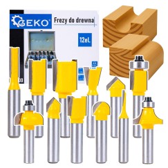 Frezy kształtowe do drewna 12 el./8mm/ GEKO(20)
