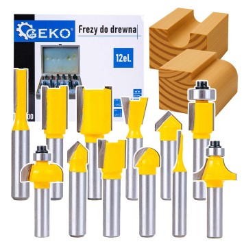 Frezy kształtowe do drewna 12 el./8mm/ GEKO(20)