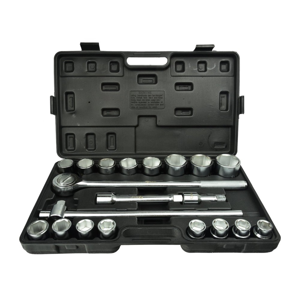 Zestaw kluczy nasad.21el.3/4" 6-kąt.19-50mm/czarna walizka/(2)