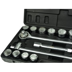 Zestaw kluczy nasad.21el.3/4" 6-kąt.19-50mm/czarna walizka/(2)