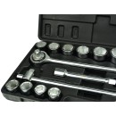 Zestaw kluczy nasad.21el.3/4" 6-kąt.19-50mm/czarna walizka/(2)