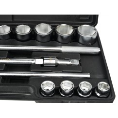 Zestaw kluczy nasad.21el.3/4" 6-kąt.19-50mm/czarna walizka/(2)