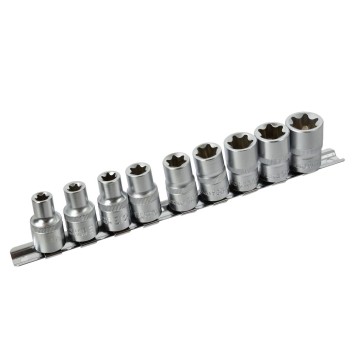 10el.kpl.nasadek torx E10-24,1/2"na listwie GEKO(20)