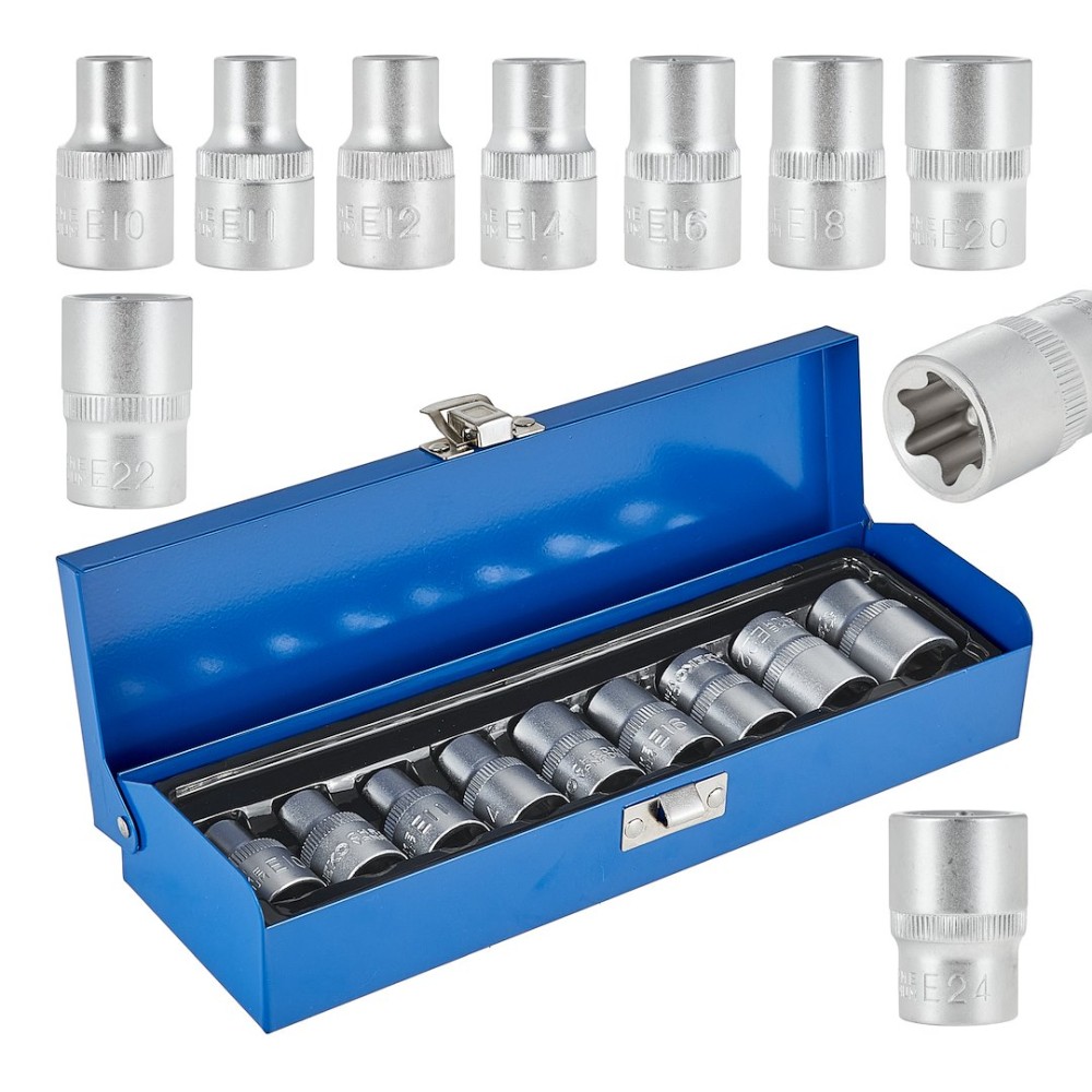 9el.kpl.nasadek torx E10-24,1/2"GEKO,walizka(20)