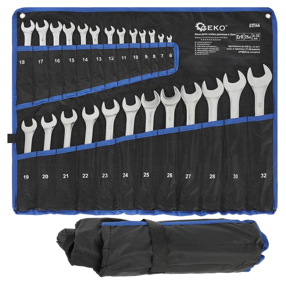 Klucze płasko-oczkowe polerowane 6-32mm 25el (1/4)