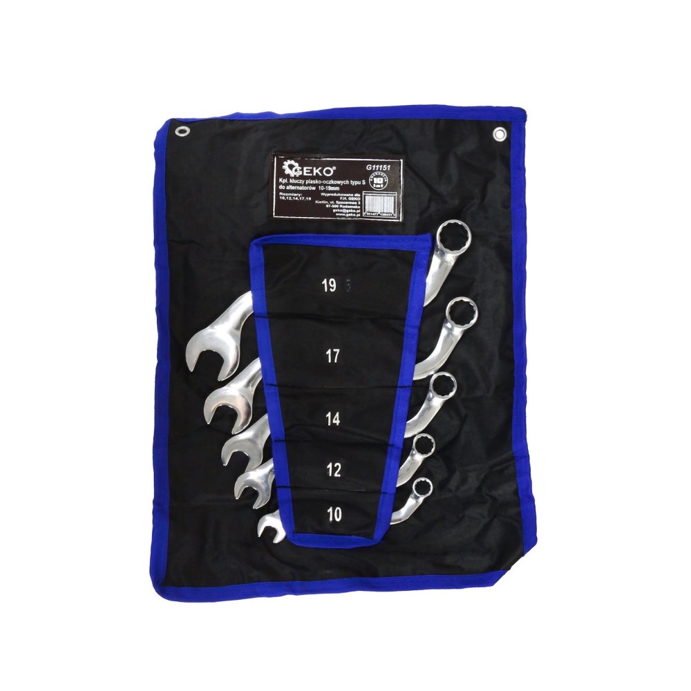 Kpl. kluczy płasko-oczkowych typu S do alternatorów 10-19mm (50)