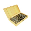 Zestaw 6szt.wierteł do drewna 6-25/230mm drewn.walizka(10)