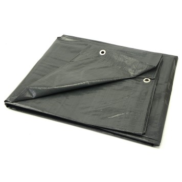 Bâche en polypropylène grise 120g/m² - 2x3m, imperméable et résistant aux moisissures, avec œillets en aluminium toutes les 1m, 