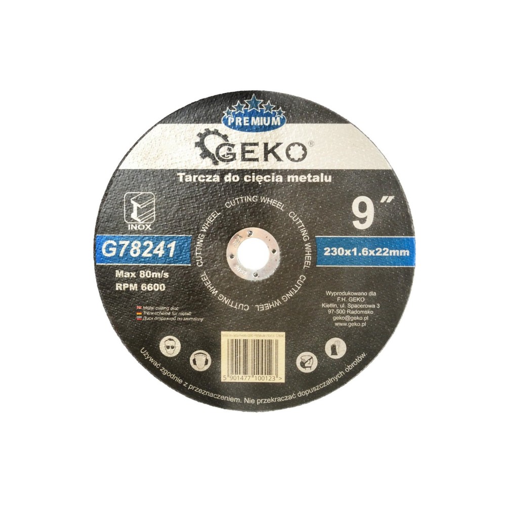 Tarcza do cięcia metalu GEKO PREMIUM 230x1.6 Inox (5/25/100)