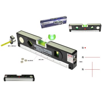 Poziomica laserowa podświetlana z miarą 1,5m (50)
