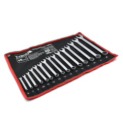 Zestaw kluczy płasko-oczkowych 15el. 6-27mm CRV-CS (satyna)(10)