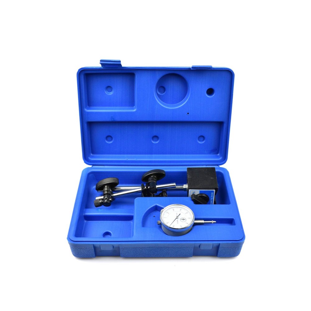 Czujnik zegarowy 10/0,01 mm na statywie magnetycznym (walizka) (10)