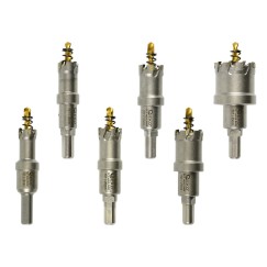 Kpl. otwornic widiowych do metalu z wiertłem tytanowym 6szt. 16-35mm (16)