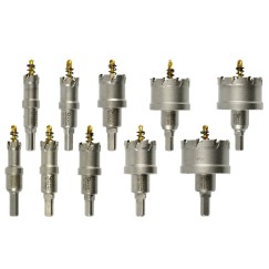 Kpl. otwornic widiowych do metalu z wiertłem tytanowym 10szt. 16-53mm (10)