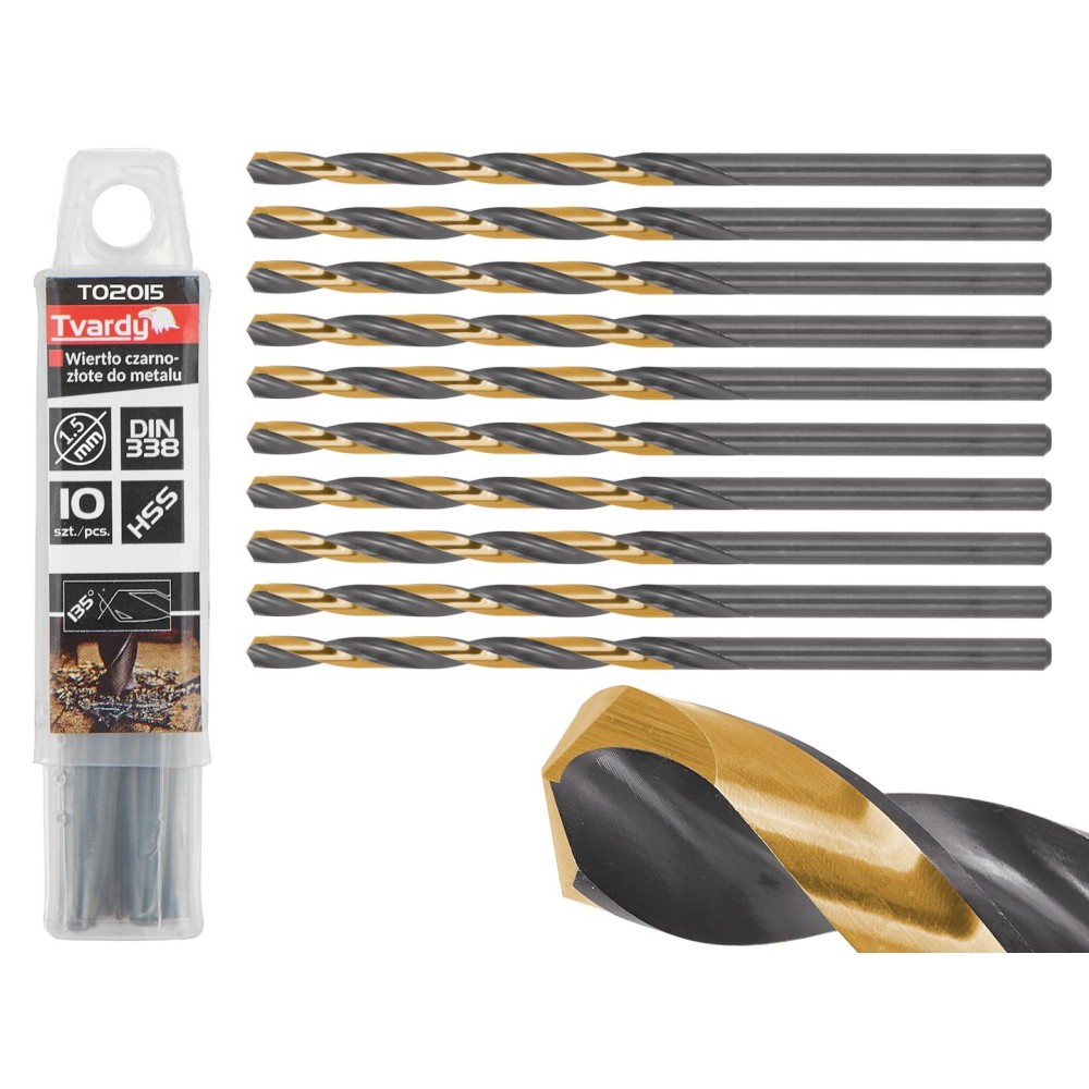 Wiertło czarno-złote do metalu HSS 1.50mm (10/300/3000)