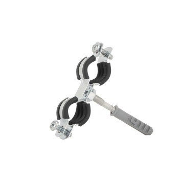 Obejma metalowa z gumą do rur podwójna 3/8" 15-19mm (200)