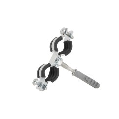Obejma metalowa z gumą do rur podwójna 1/2" 20-25mm (200)
