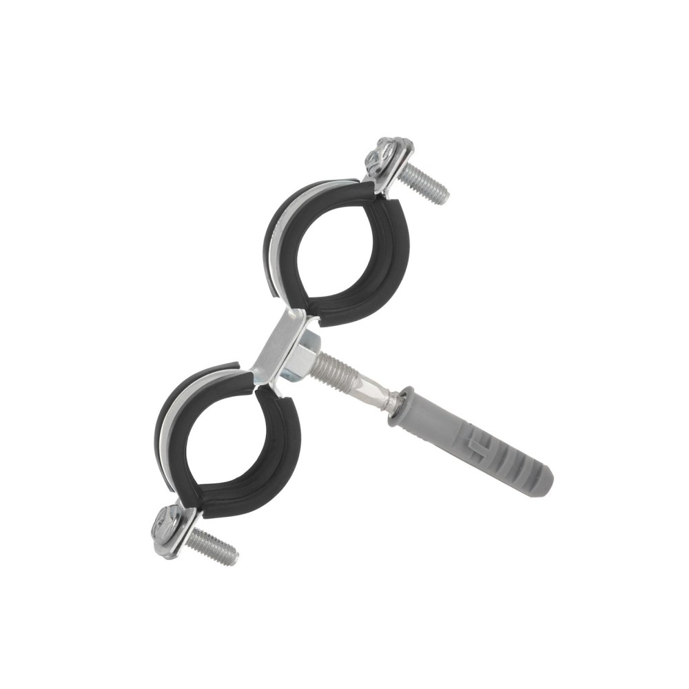 Obejma metalowa z gumą do rur podwójna 3/4" 26-30mm (200)