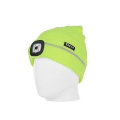 Czapka zimowa z odblaskiem akumulatorowa z lampką LED (żółta) (100)