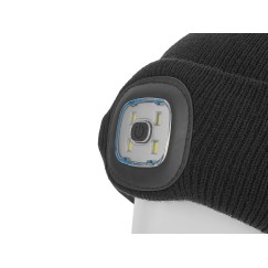 Czapka zimowa akumulatorowa z lampką LED (czarna) (100)