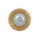 Szczotka druciana tarcz. mosiądz 60mm z trzpieniem (100)