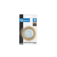 Szczotka druciana tarcz. mosiądz 80mm z trzpieniem (100)